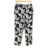 J Crew Navy Floral Linen Blend Pants NWT- Size 4 (Inseam 25”)