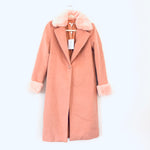 WAYF Pink Faux Fur Button Closure Coat NWT- Size XS