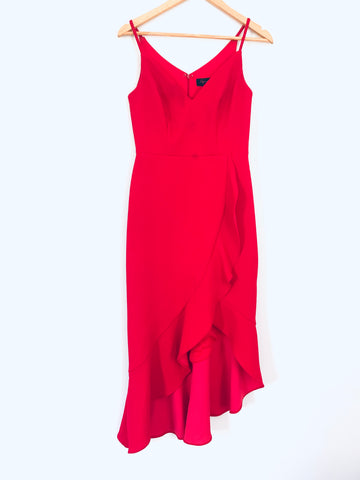 Aqua Dresses Red High/Low Ruffle Dress- Size 0