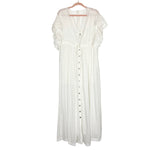 Flawless Ivory Sheer Flutter Sleeve Dress Cover Up- Size M