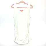 All Worthy White Long Tank with Ruched Sides- Size L