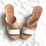 Dolce Vita Tan and White Strap Cork Wedges- Size 7.5
