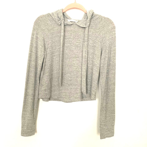 Goodnight Macaroon Heathered Grey Cropped Hoodie and Lounge Pants- Size L (sold as a set)