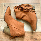 Qupid Brown Fringe Ankle Boot- Size 6.5