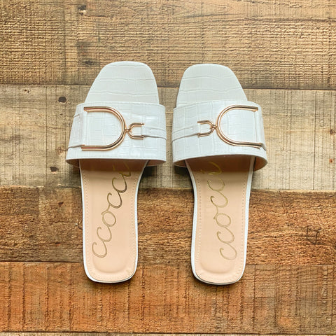 Ccocci White Buckle Slide On Sandals- Size 6.5