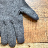 No Brand Gray Button Detail with Thumb/Index Finger Touch Screen Pad Fleece Lined Gloves