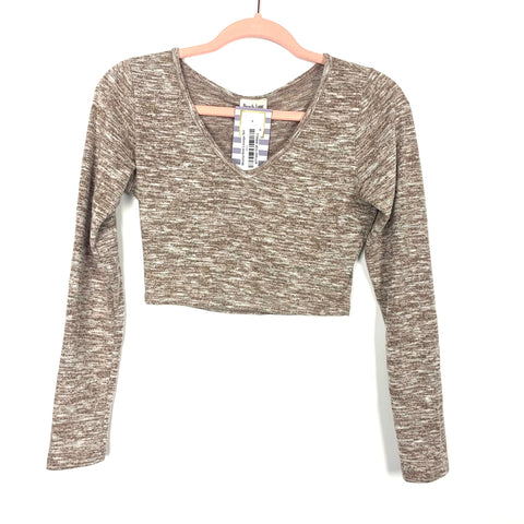 Peach Love Mocha Knit Crop Lounge Top NWT- Size S