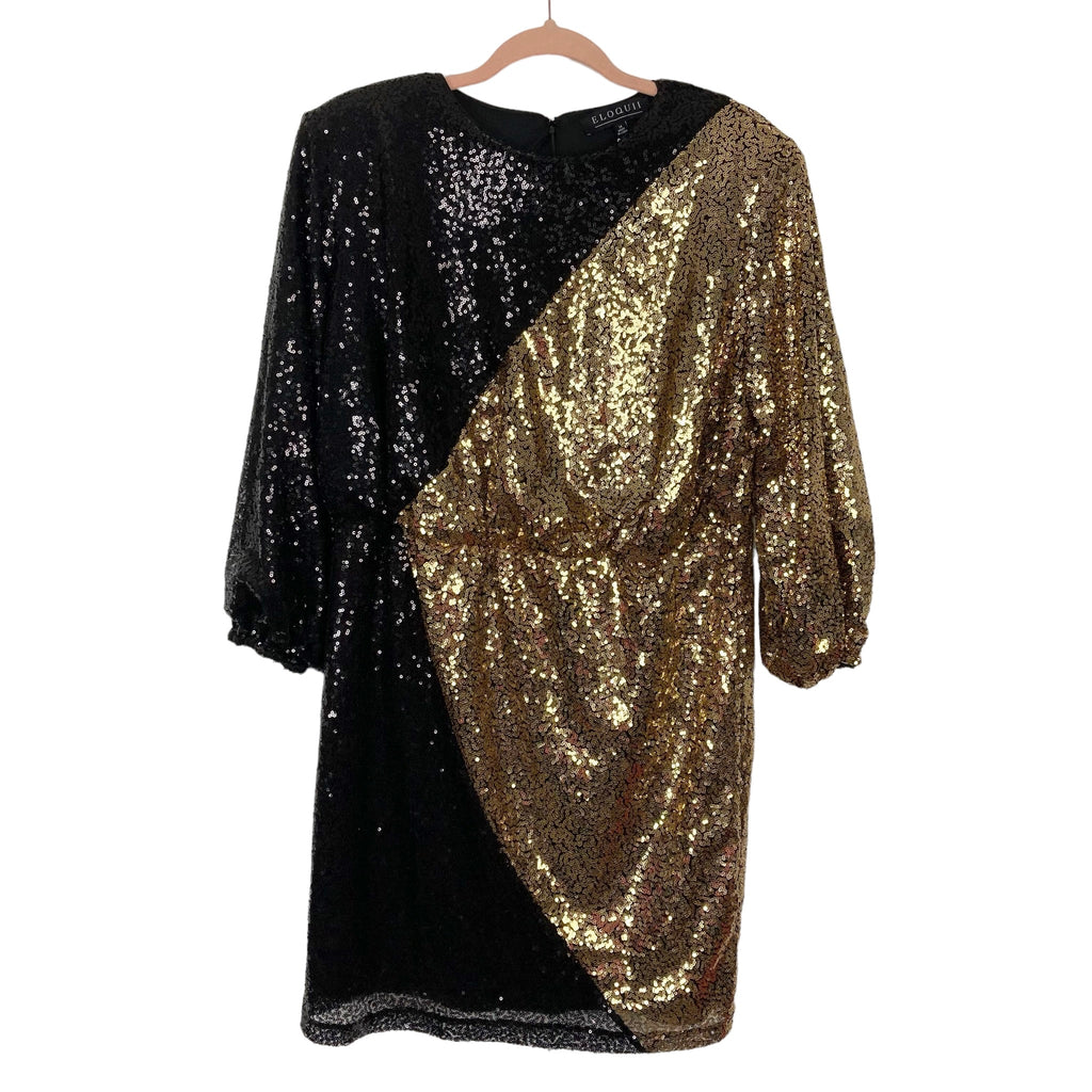 Eloquii Black/Gold Sequin Colorblock Mini Dress- Size 14 (sold out onl The Saved Collection Eloquii Black/Gold Sequin Colorblock Mini Dress- Size 14 (sold out onl The Saved Collection