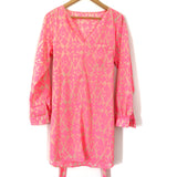 No Brand Neon Pink Print Shift Dress with Belt- Size ~S