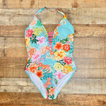 Figleaves Blue Tropical Print Padded One Piece- Size 12