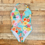 Figleaves Blue Tropical Print Padded One Piece- Size 12