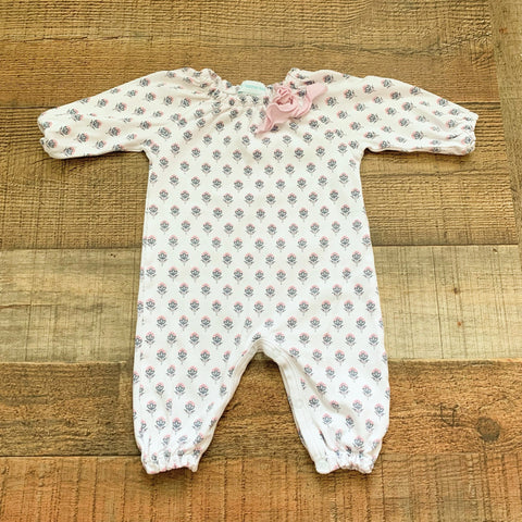 Feather Baby White/Floral Pint Jumpsuit- Size 0-3M