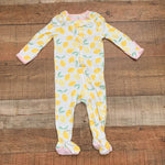 Cloud Island Lemon Print Zip Up Footie with Mittens- Size 3-6M