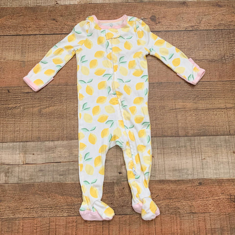 Cloud Island Lemon Print Zip Up Footie with Mittens- Size 3-6M