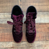 Sam Edelman Burgundy Velvet Combat Boots- Size 7.5