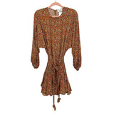 AURA Rust Floral Braided Belt Dress NWT- Size M