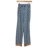 Helmer Blue and Tan Printed Kimono and Pants Lounge Set- Size S (sold as set)