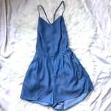 Lovers + Friends Denim Lace Up Back Romper - Size S