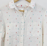 Boden White Button Up with Red and Blue Polka Dot Blouse- Size 2