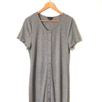 AE Studio Grey Ribbed Short Sleeve Button Up Dress- Size XL