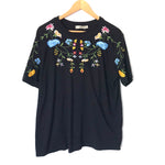 ASOS Black Floral Embroidered Top- Size 12