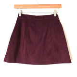 Forever21 Maroon Front Button Suede Skirt- Size S