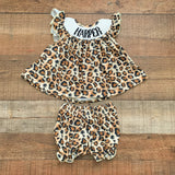 Poppy Kids Co. Animal Print Harper Smocked Dress with Bloomers- Size 3M (sold as a set)