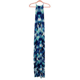 TART Blue/Green/White Printed Exposed Lace Up Back Dress- Size M