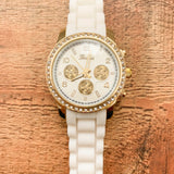 Geneva White Silicone Band Watch
