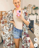 No Brand Sheer Floral Side Slit Kimono- Size ~OS (see notes)