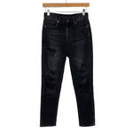 American Eagle Black Distressed Mom Jeans- Size 00 Short (Inseam 25”)