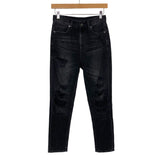 American Eagle Black Distressed Mom Jeans- Size 00 Short (Inseam 25”)