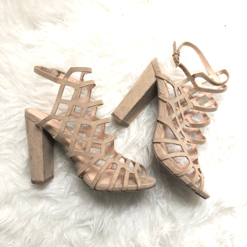 Wild Diva Strapy Nude Block Heel- Size 5.5