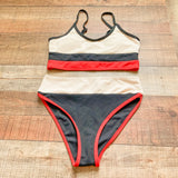 Shein Red/Black/Cream Ribbed Bikini Set NWOT- Size M