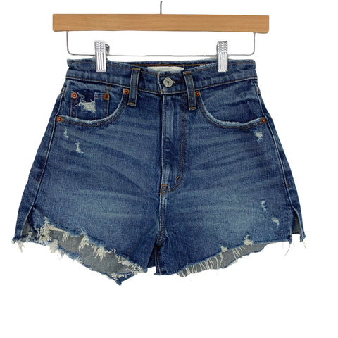 Abercrombie & Fitch Curve Love Dark Wash High Rise Mom Shorts- Size 24/00
