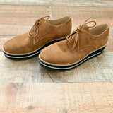 Eileen Fisher Platform Suede Like Camel With Black And White Sole Shoe- Size 7 (Like New)