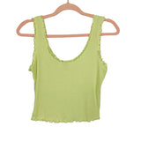 Carly Jean Green Ribbed Ruffle Trim Cami- Size S
