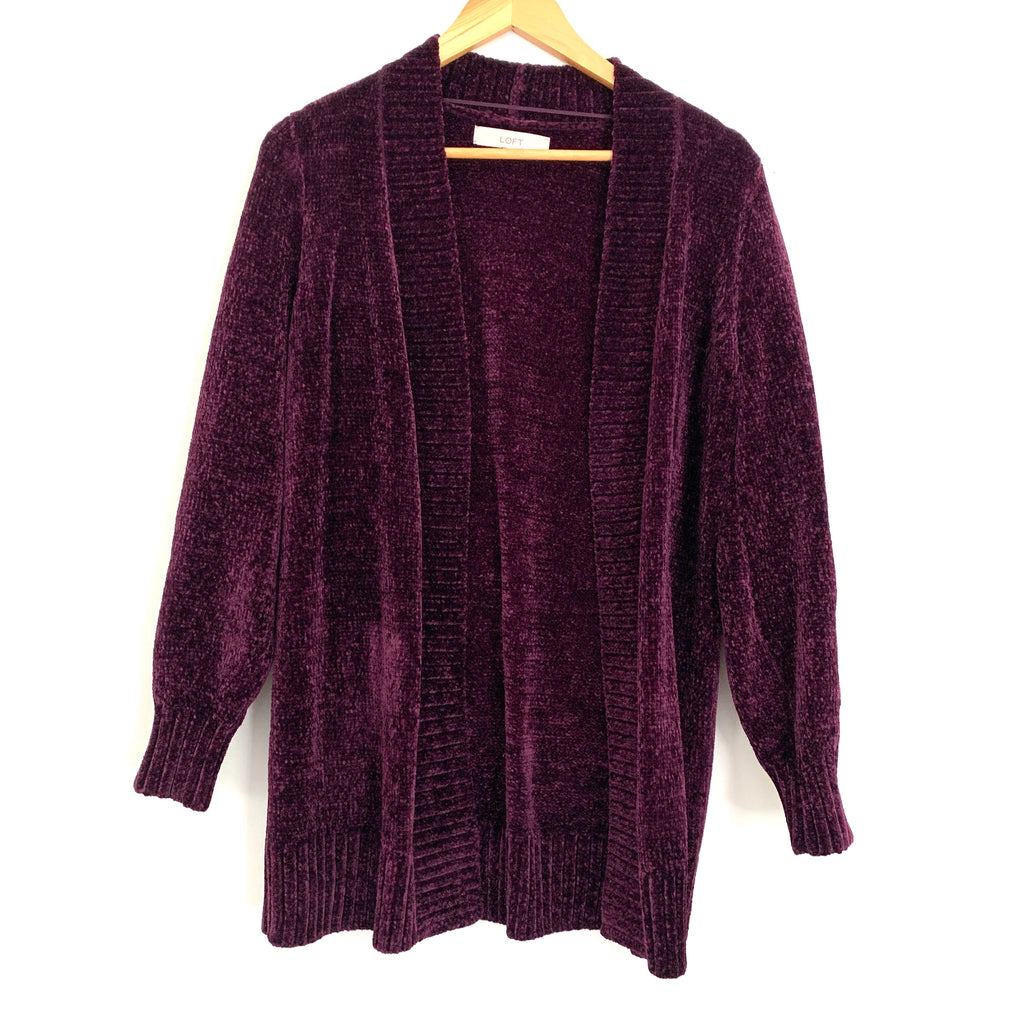 LOFT Purple Chenille Cardigan Size M - Main Image
