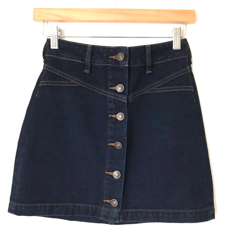 PacSun Dark Wash Denim Button Down Skirt- Size 24