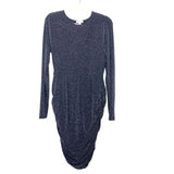 Leith Glitter Black Side Ruching Long Sleeve Dress- Size L