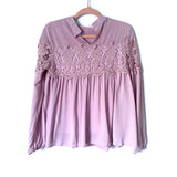 Fashion Union Purple Babydoll Crochet Blouse- Size 6 (see notes)