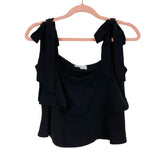 By the Way Black Ruffle Top with Tie Straps- Size S