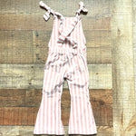 No Brand Mauve and White Striped Jumpsuit- Size ~9-12M (see notes)