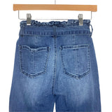 Justfab Paper Bag Belted Waist Raw Hem Denim Jeans- Size 24 (Inseam 25")