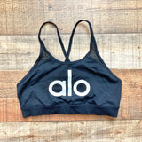Alo Black with Criss Cross Straps Sports Bra- Size ~S (see notes)