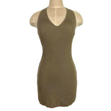 Sanctuary Mocha Ribbed Knit Crossed Back Straps Mini Dress NWT- Size M