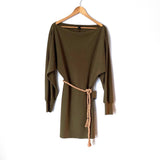 Forever21 Olive Knit Sweater Dress with Rope Belt NWT- Size M