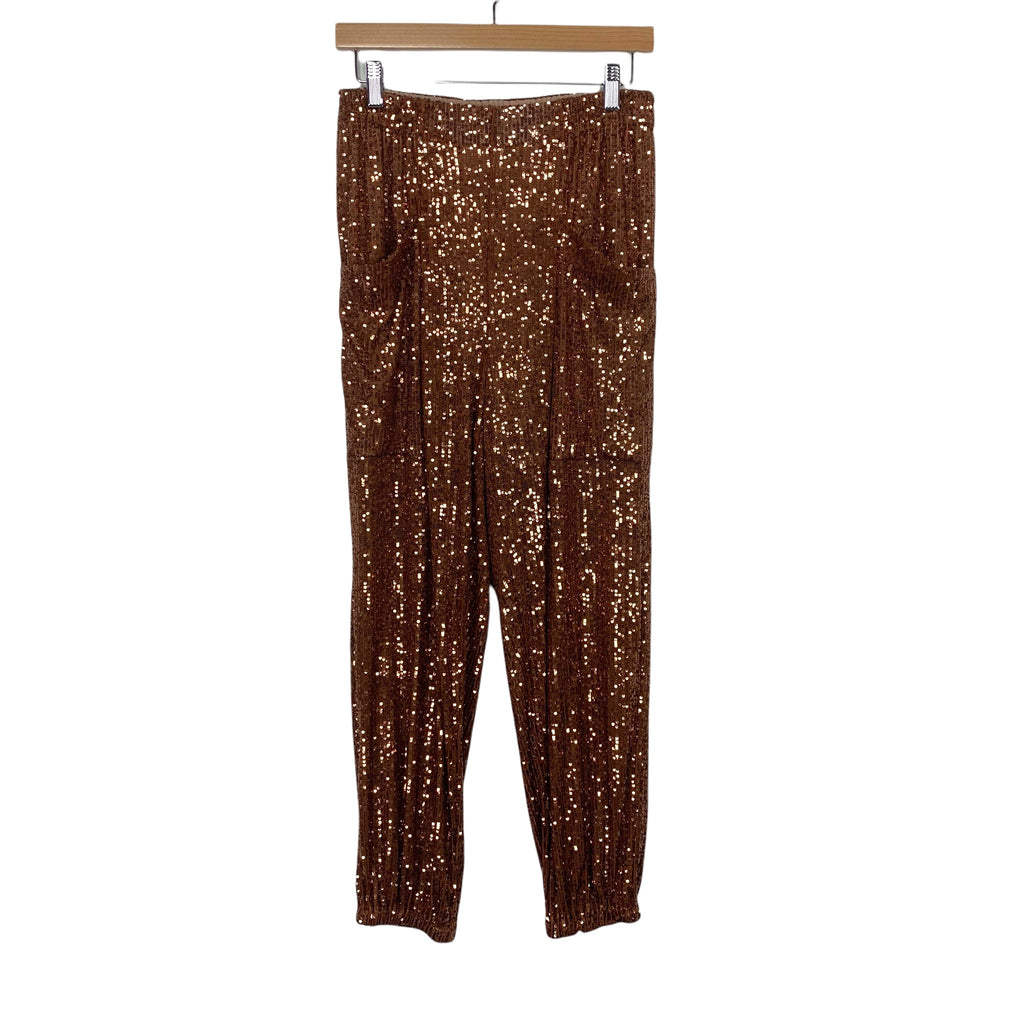 Free People Bronze Morelia Sequin Joggers NWT- Size S (Inseam 25) – The  Saved Collection
