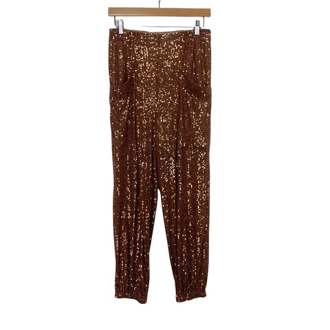 Free People Bronze Morelia Sequin Joggers NWT- Size S (Inseam 25")