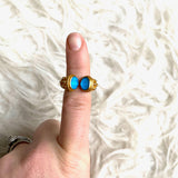 Julie Vos Gold Iridescent Pacific Blue Gemstone Ring- Size 6